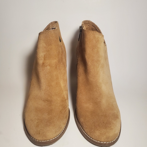 Lucky Brand Women's Bootie Yakeena Zip Wedge Honey Tan Oiled Suede Ankle Sz. 10 - Picture 3 of 14